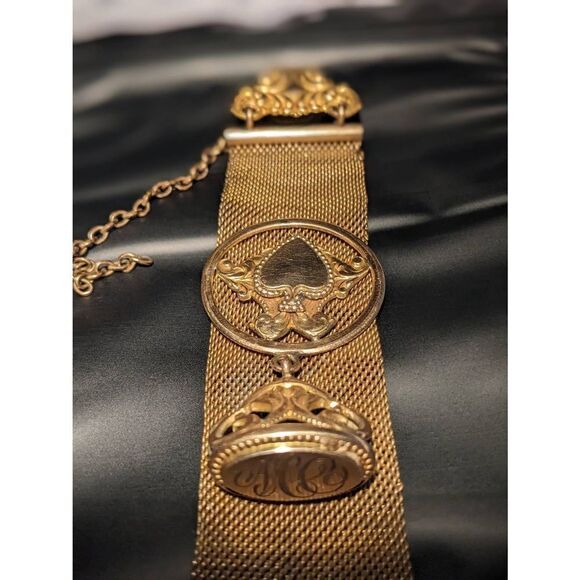 Antique Victorian mesh gold filled pocket watch fob by F.M. C.O. in good condit - Picture 3 of 7